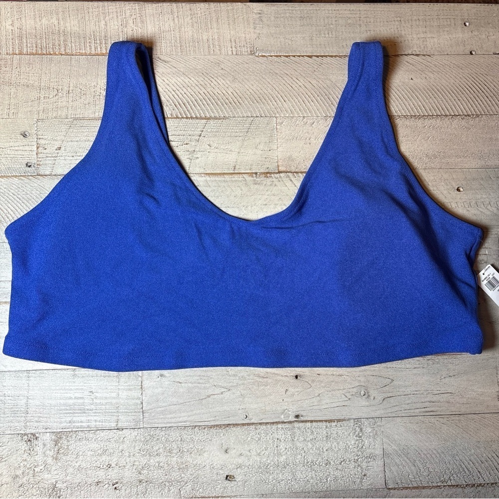 Old Navy Blue Terry Classic Swim Top Beach Vacation V-Neck 4X NWT!